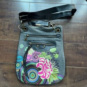 Desigual Floral Boho Sequin Shoulder/Crossbody Bag